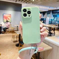 Imagem de Capa de telefone de pulseira de pulso de cor doce para iPhone 13 12 11 Pro Max Mini XR XS X 8 7 Plus 6 6S 5 SE 2022 Capa de silicone fosca macia, verde, para iPhone 13 Mini