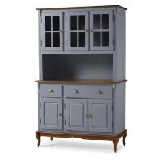 Imagem de Armário de Cozinha com Cristaleira de Vidro e Madeira Hannover com 6 P