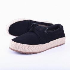 Imagem de Tênis Feminino Slip On Com Detalhe Laço Preto Calce Fácil - Universo S