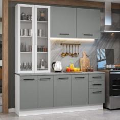 Imagem de Armário de Cozinha Completa 190cm com Cristaleira Branco/cinza Agata Madesa 01