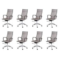 Imagem de Conjunto 8 Cadeiras para Escritório Presidente com Rodízios Tela Mesh OR Design Cobre