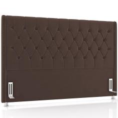 Imagem de Cabeceira Cama Box Casal 140cm Estofada Frizza P05 Veludo Marrom - Lyam Decor
