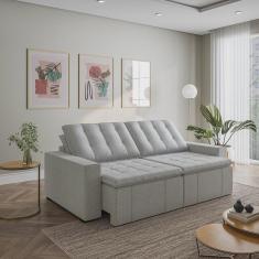 Imagem de Sofá Cama Retrátil e Reclinável 4 Lugares 240cm em Linho Palmeira CabeCasa MadeiraMadeira