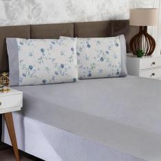 Imagem de Jogo De Lençol Queen 3 Peças Estampado Urbe 200 Fios Floral Casa Dona