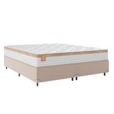 Imagem de Cama Box Colchão Casal King Molas Ensacadas Real 193x203x65cm Bege/Branco Inducol - Suporta até 130kg por Pessoa