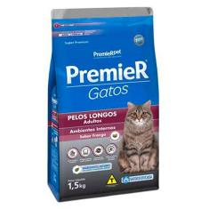 Imagem de Ração Premier Pet Gatos Ambientes Internos Pelos Longos Adultos Frango - 1,5 Kg