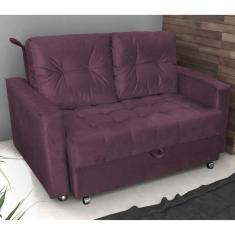 Imagem de Sofá Cama 2 Lugares Yago Veludo Rosê