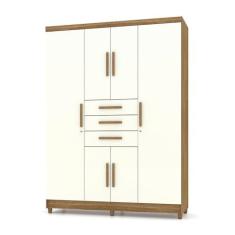 Imagem de Guarda Roupa Solteiro 6 Portas e 3 Gavetas Imperial Nature/Champanhe - Pallazio