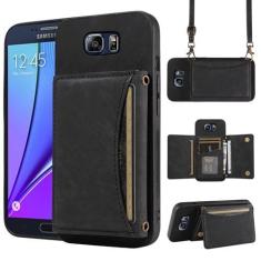 Imagem de Capa de telefone para Samsung Galaxy Note 5 capa carteira com alça de ombro transversal e porta-cartão de crédito de couro bolso fino suporte acessórios celular flip note 5 notas 5s cinco mulheres