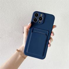 Imagem de Capa de telefone de silicone macio para iPhone 14 11 12 13 Pro Max XR X XS Max 6 6S 7 8 Plus SE 2020 12 Mini 13Pro Capa para porta-cartão carteira, azul marinho, para iPhone 6, 6S