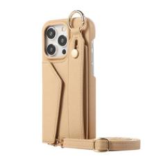 Imagem de Capa de telefone de couro com alça de pulso crossbody para iPhone 15 14 Plus 13 Mini 12 11 Pro Max Carteira com capa de suporte para cartão, cáqui, para iPhone 12 Pro