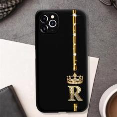 Imagem de Capa de telefone rosa ouro 26 letras para iphone 12 13 11 14 pro para iphone x xs xr xsmax coroa capa traseira, r, para iphone 11 pro