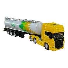 Imagem de Miniatura Caminhão Scania Amarelo Tanque Branco Welly 1:64