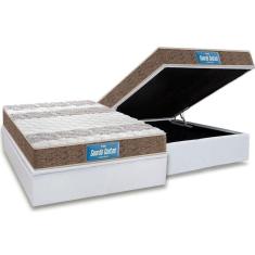 Imagem de Cama Box Baú Casal: Colchão Ortopédico Probel D33 / EP Guarda Costas PróIntense Plus Double Face + Base CRC Courano White(138x188)