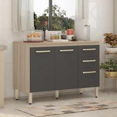 Imagem de Balcão Cozinha 3 Portas 2 Gavetas Sem Tampo Miss Demóbile Avena/grafite