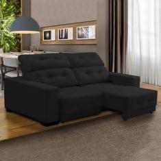 Imagem de Sofá Retrátil Compact 210 Cm Reclinável Mola Bonnel Espuma D26 Suede P