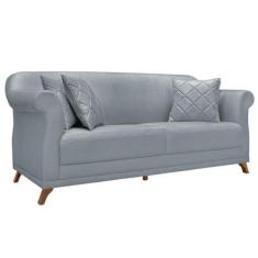 Imagem de Sofá 3 Lugares para Sala de Estar 220cm Apollo Linho Cinza - Montanari
