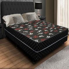 Imagem de Cama Box Casal Conjugada Ortopédica Preta 7cm - Rr Colchoes