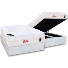 Imagem de Cama Box Baú King: Colchão Molas Castor Pocket Gold Star Vitagel Max + Base crc Courano White(193x203)