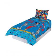 Imagem de Jogo de Cama Infantil Liga Da Justiça Solteiro 2Pçs Azul