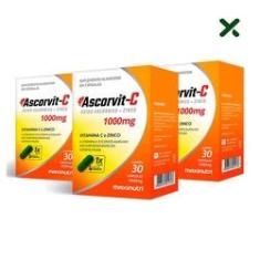 Imagem de 03 Unidades AscorVit C 1000mg Vitamina C e Zinco 30 Capsulas Loja Maxinutri