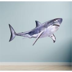 Imagem de Adesivo De Parede Aquarela Tubarão tamanho 50cm x 90cm
