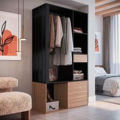 Imagem de guarda-roupa closet lumo 1 pt 1 gv preto e montana