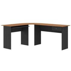 Imagem de Mesa para Escritório em L 1 Gaveta Max Cinamomo/Preto Tx