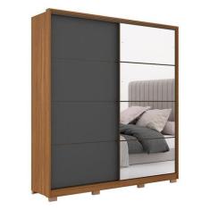 Imagem de Guarda Roupa Casal Belga 2 Portas 1 Porta Em Espelho Amendola Grafito