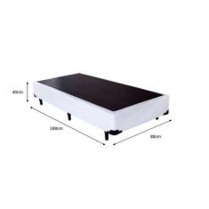 Imagem de Cama Box Solteiro - Tecido Sintético Branco Com Colchão Extra Firme D2
