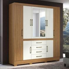 Imagem de Guarda-Roupa Casal Napole 8 Portas 4 Gavetas com Espelho Atacama/Off White - Aramóveis