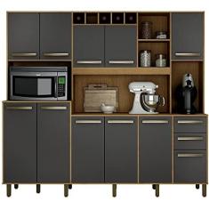 Imagem de Cozinha Valdemóveis Petra 11 portas 2 gavetas - Cinamomo/Grafite