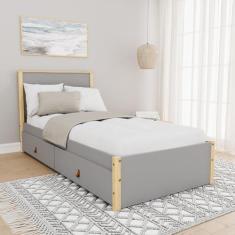 Imagem de Cama Solteiro 2 Gavetas Íris Cabecasa Madeiramadeira Cinza/Natural