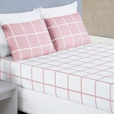 Imagem de Jogo de Lençol King Micropercal 200 Fios Dustin 3 Peças - Rosa