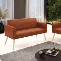 Imagem de Sofá Namoradeira Pés Palito Natural Marisa Corano D03 - D\`rossi Cor Nozes