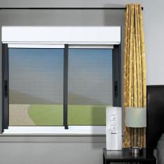Imagem de Janela Elite 2 Folhas Moveis com Persiana Integrada Correr com Motor e Controle Remoto 100 X 120 Vidro Reflex Mix Preto