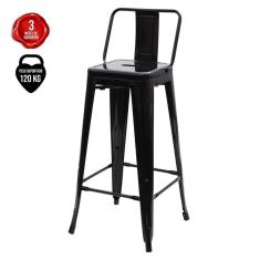 Imagem de Banqueta Alta Com Encosto Tolix Iron Preto Preto