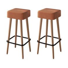 Imagem de Kit 2 Banquetas Dubai 70cm material sintético - Salaone, Amarula