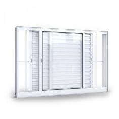 Imagem de Janela de Alumínio Veneziana 100x150cm 3 Folhas com Grade Lucasa Alumínios Branco