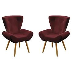 Imagem de Kit 2 Poltronas Decorativas Estofada Para Sala De Estar Polaris Sued Bordô Aradecor