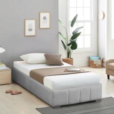 Imagem de Cama Solteiro Estofada sem Cabeceira Uvaia Cabecasa Madeiramadeira Cinza