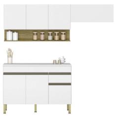 Imagem de Armário De Cozinha 3 Peças Balcão Com Tampo 150cm Lina15 K02 Supremo/F