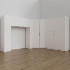 Imagem de Guarda Roupa Modulado Casal de Canto 11 Portas 5 Peças Hera Cabecasa Madeiramadeira Branco Geada/preto