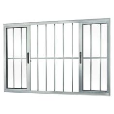 Imagem de Janela 4 folhas 1,00x1,50 com grade no alumínio brilhante