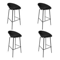 Imagem de Kit 4 Banquetas Drops Preto - Rivatti