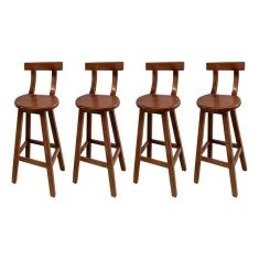 Imagem de Kit 4 Banquetas Altas de Madeira com Encosto Girafa Imbuia