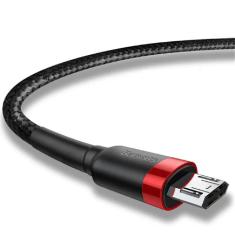 Imagem de Cabo Carregador Celular Turbo Micro USB 2.4A 1m Baseus Resistente Flexível Dados Rápido Alta Qualidade