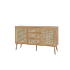 Imagem de Balcão Tela em MDF 135 cm com 2 Portas e 3 Gavetas Freijó Dalla Costa