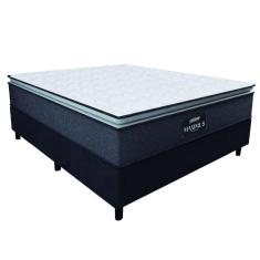 Imagem de Cama Box Casal Colchão Molas Ensacadas Pillow Top Maximus 138x188x67cm Cinza / Preto Gazin - Suporta até 120Kg por Pessoa