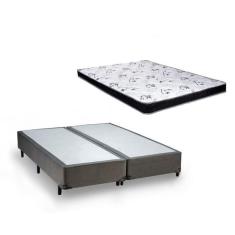 Imagem de Cama Box Bipartido Casal Cinza + Colchão Espuma D33 138x188x12